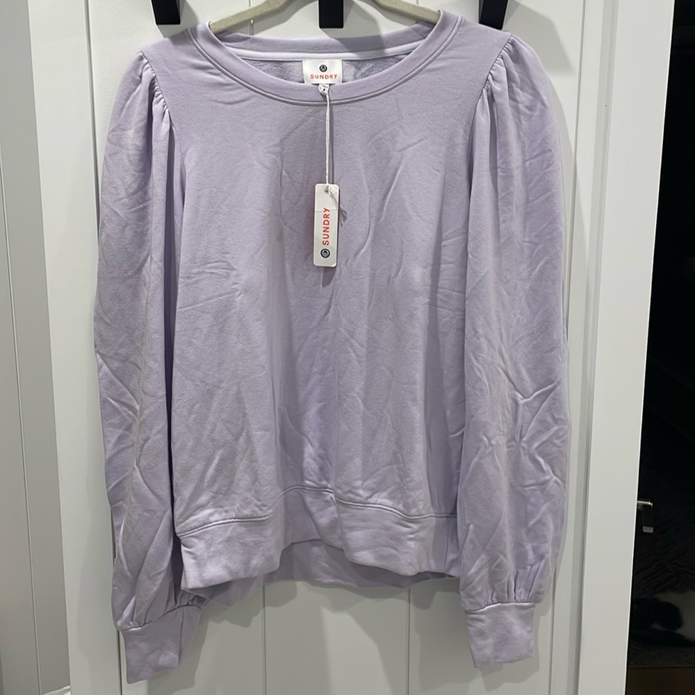 Sundry Puff Sleeve Lilac Sweater Size Medium NWT